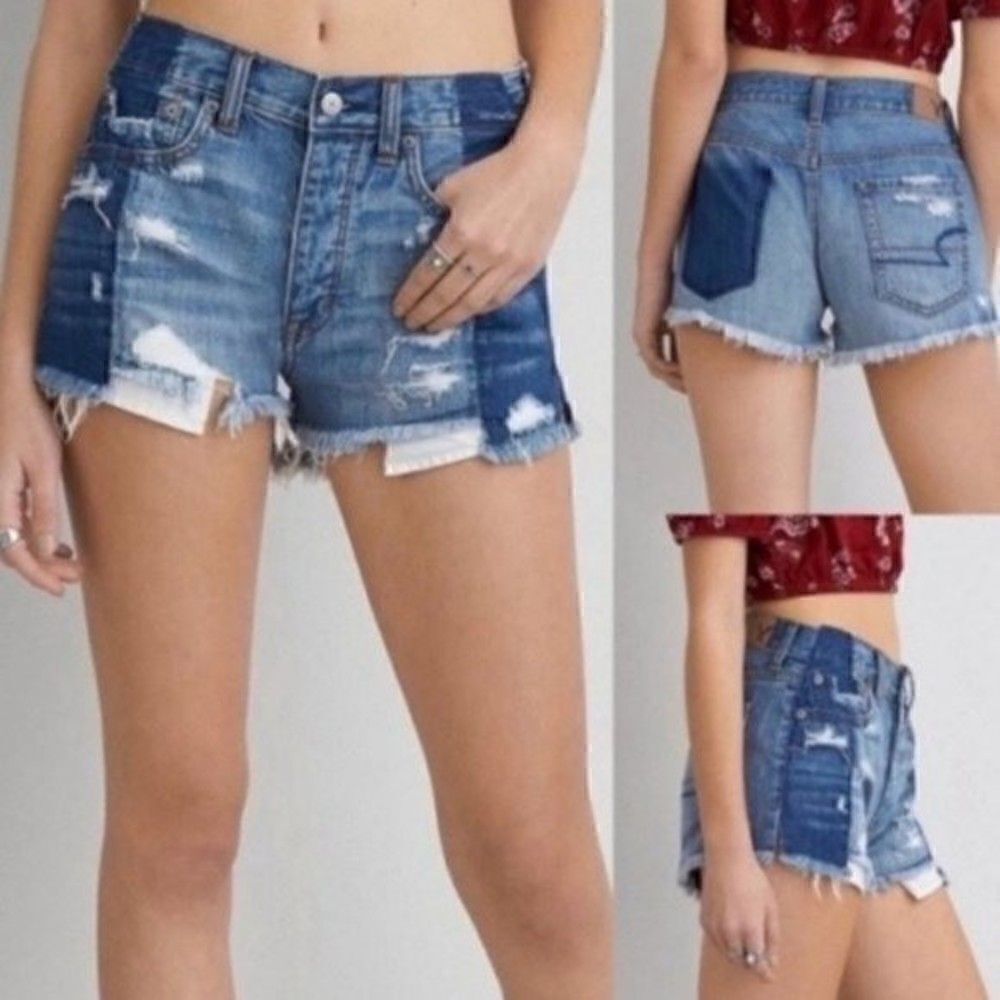American Eagle vintage Hi-Rise Festival shorts blue denim 2 BoxK